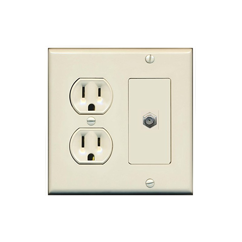 RiteAV (2 Gang Decorative) 15 Amp Round Power Outlet Coax