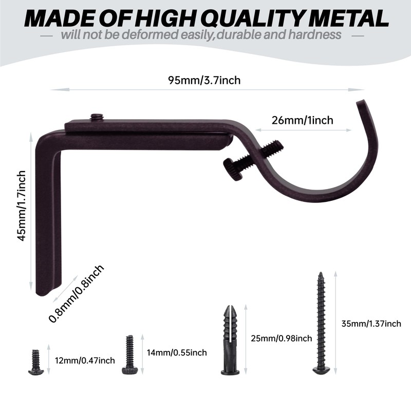eletriace Curtain Rod Bracket Heavy Duty Adjustable Window Hardware Rod