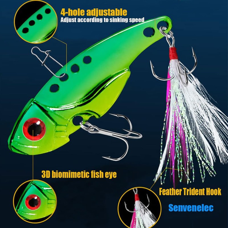 Senvenelec 6pcs (12g) Fishing Lures 3D Eye Bait Hard ViB