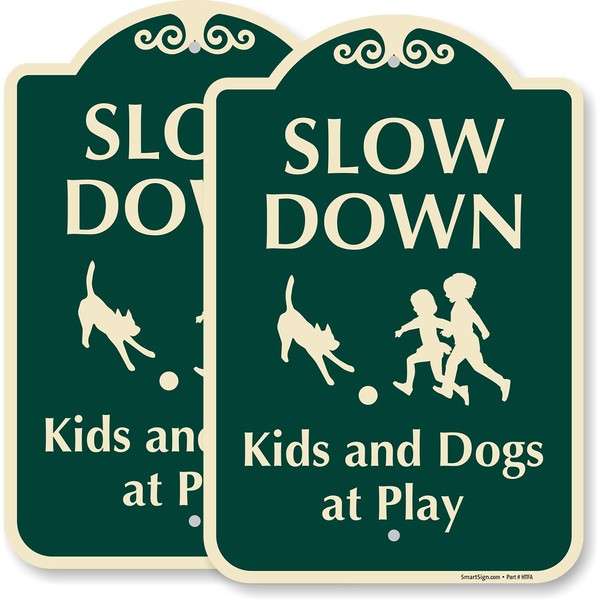 SmartSign 2-Pack Designer "Slow Down - Kids And Dogs At