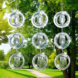 Bird Deterrents for Outside:Reflective Bird Scare Devices,3D Extra Sparkly Owl Wind Spinner Birds Scare Discs Set to Keep Pigeon and Woodpecker Away from Garden or Yard