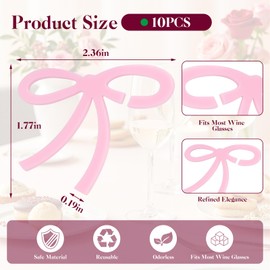 Wmbzxh 10PCS Pink Bows Wine Glass Charms for Stem Glasses, Cute Bow Charms for Party, Birthday, Wedding, Christmas Bows Decor Accessories (Style 1)