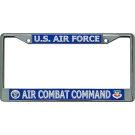 U.S Air Force Air Combat Command Chrome License Plate Frame