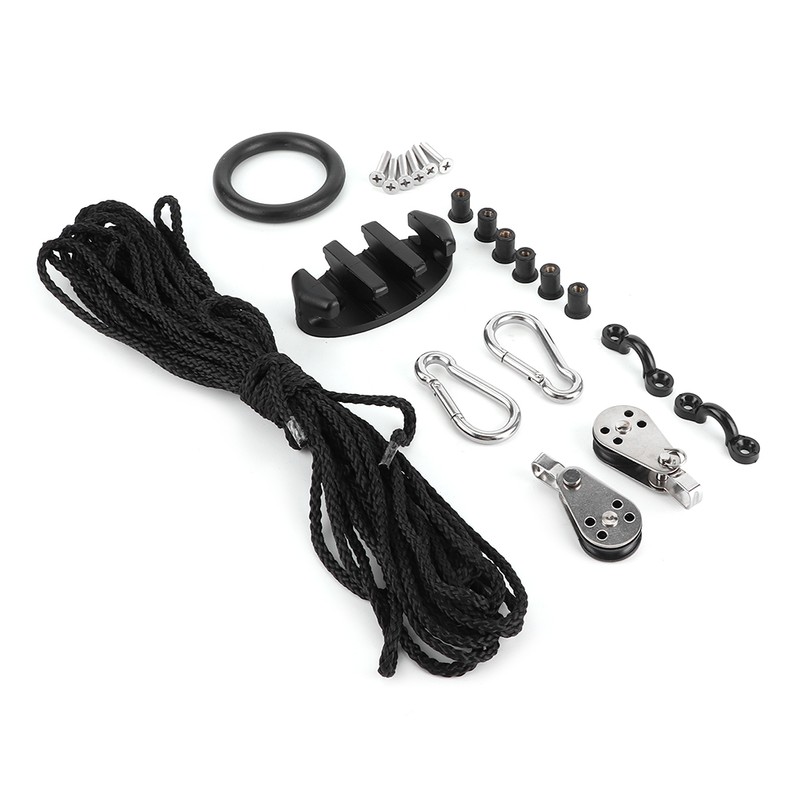 Anchor Trolley Kit with Rope Pulley Pad Eyes for Kayak