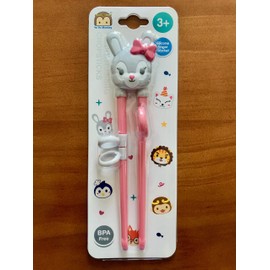 Yoyo Monkey Flatware Set Training Chopsticks Fork Spoon for Right-Handed Kids Children Boys Girls - Cute, Eco-Friendly, Reusable, Durable (Rabbit)