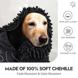 Newwiee 4 Pcs Dog Shammy Towel Microfiber Quick Drying Large Ultra Absorbent Dog Shammy 32 x 14 in with Hand Pocket Washable Fabric Dog Shammy for Pet Puppy Cleaning Shower Bath Supplies(Black)