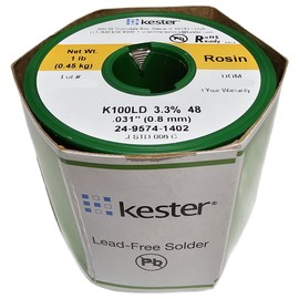 Kester 24-9574-1402 K100LD, Lead-Free, Rosin Wire Solder, 031" Diameter-Low Cost Alloy, 1 LB Spool
