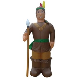 Air Blown Inflatable 7'9" Native American Man Holding A Spear Yard Decoration