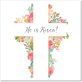 doodlecards Easter Card He is Risen Cross Square Size with Plain Envelope