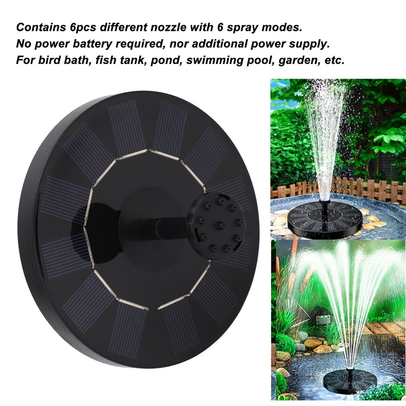 Solar Water Pump 1W 130mm Solar Panel Fountain Pump 30‑50cm