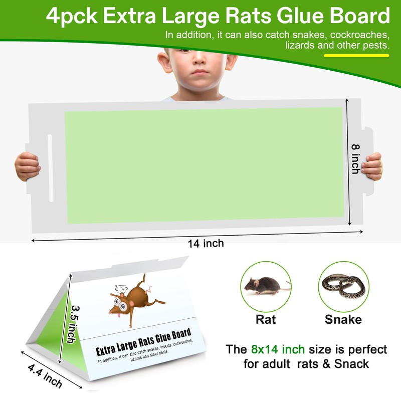 Qualirey 4 Pack Sticky Mouse Traps 8 x 14 Large