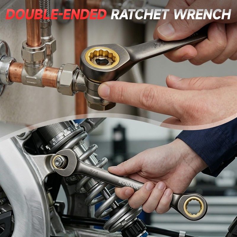 WOBANK 22-Piece Ratcheting Wrench Set, Ratchet Combination Wrenches Set with