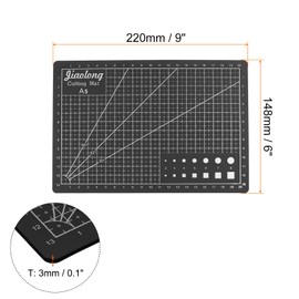sourcing map A5 Self-Healing Cutting Mat 9 x 6 Inch Double-Sided Craft Cutting Board for DIY Artworks Sewing Cutting Black