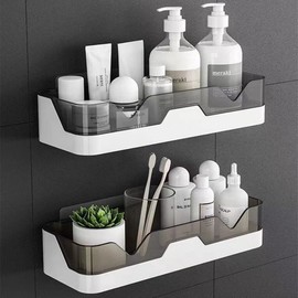 MRPAPA Shower Caddy Wall Mounted, 2 Pack Bathroom Organizer Shelves with Extra Adhesive Pad, No Drilling Bathroom Accesseries Holder Corner Shower Organiser Shelf No Drilling Kitchen Spice Rack