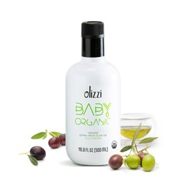 Olive Oil for Baby Food - Olizzi Baby Organic Extra Virgin Olive Oil - Award Winner - Cold Pressed - USDA Organic Certified - Kosher - Delicious and Smooth Taste 16.9 FL Oz (500ml)