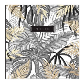 Picture This Black & Gold Tropical Palm Leaf Design Photo Album Holds 200 Slip In 6'' x 4'' Photographs, Multi (7592)