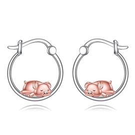 Pig Hoop Earrings for Women 925 Sterling Silver Dinosaur Jewelry for Mom Sister