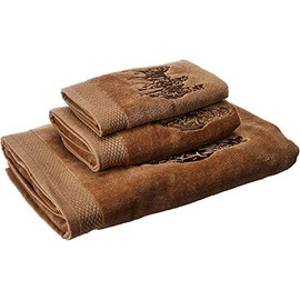 HiEnd Accents 3-Horse Embroidered Western Bath Towel Set, 3 PC, Mocha, 3 PC