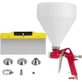 Drywall Texture Sprayer,Air Hopper Spray Gun 1.5 Gallon with 3 Nozzle (4.0mm/6.0mm/8.0mm) & Putty Knife,Stainless Steel Scraper for Repairing Drywall, Removing Wallpaper, Applying Putty (Red)