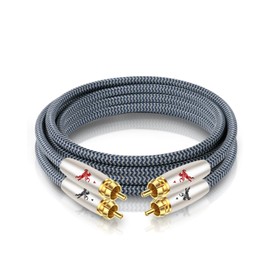 Impeto Audiophile 2 RCA to 2 RCA Audio Cable phono cable 2 × 2 plugs, Stereo Audio Hifi Cable, Gold Plated Male-to-Male for Home Theater, HDTV, Gaming Consoles, Hi-Fi Systems 1.5 M