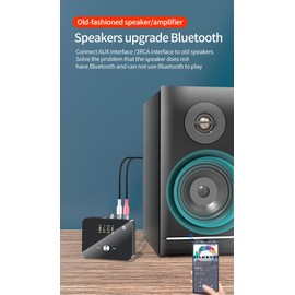 Ombsyej Bluetooth 5.0 Receiver and Transmitter, NFC-Enabled Wireless Adapter for Music Streaming Sound System Car Aux Home TV Stereo Smart Phones Tablets and Speakers aptX Low Latency & HD Audio