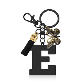 Initial Letter Keyring Letter A-Z Keychain with Butterfly Tassel Initial Keychain Gifts for Women Girlfriend Daughter Birthday Gift Alphabet Initials Keyring for Purse Backpacks Handbags (Letter E)