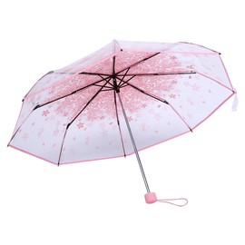 TOPINCN Folding Umbrella with Cherry Blossom Pattern, Pink, for Outdoor Use