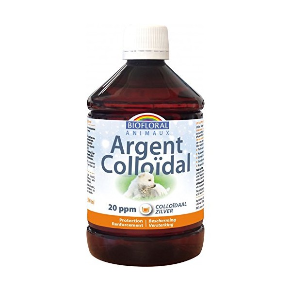 Biofloral Argent Colloïdal 20 PPM Naturel Antioxydant pour Chien 500 ML