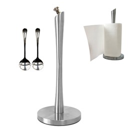 Paper Towel Holder countertop, Free-Standing Kitchen roll Holder for Kitchen Bathroom, Paper Towel Holder Stand Dispenser with Stainless Base Fits Standard (Silver-1)