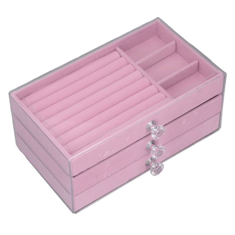 Acrylic Jewelry Organizer 3 Drawers Storage Box Transparent Jewelry Display