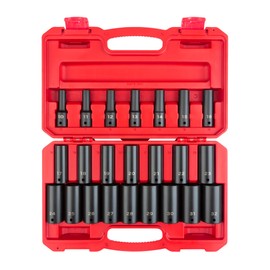TEKTON 1/2 Inch Drive Deep 6-Point Impact Socket Set with Case, 23-Piece (10-32 mm) | SID92330