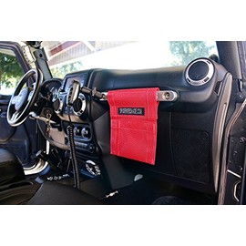 Spiderwebshade Grab Bag for Jeep - Front Passenger Seat Grab Bar Organizer - Travel Essentials Holder - MADE IN AMERICA (Red)
