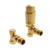 Team Controls Brushed Brass Angled Thermostatic Radiator Valves & Lockshield