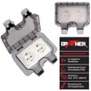 Grafner Outdoor Socket IP66, Waterproof, Dustproof, 2-Way, with Hinged Lid