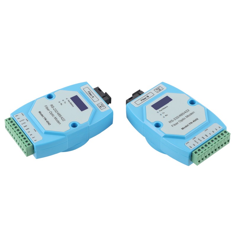 2Pcs RS485/422/232 Fiber Optic Converter Bidirectional Transimitter Receiver Modem Transmission