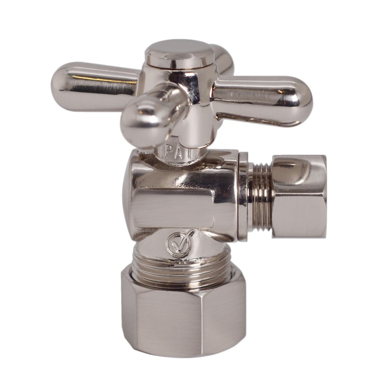 Westbrass D105BX-07 1/4-Turn Cross Handle Angle Stop Shut Off Valve,