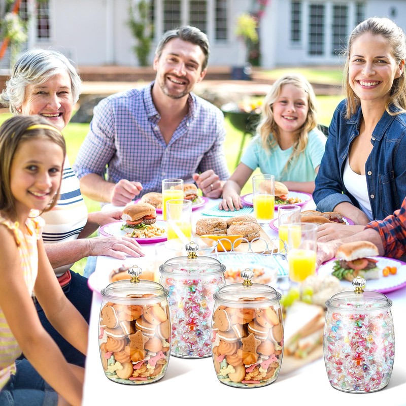 Nuogo 4 Pcs Candy and Cookie Jar Plastic Jars with