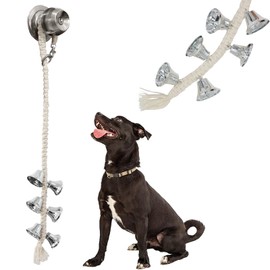 DORUI Dog Hanging Doorbells| 6 Dog Potty Training Bells| Adjustable Durable Braided Rope Door Bell for Dogs to Ring to Go Outside(Silver, Large)