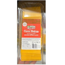 Cabot Classic Medium Sharply Aged Slice Cheddar Cheese 2.5 LB