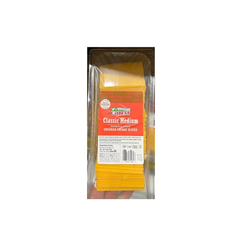 Cabot Classic Medium Sharply Aged Slice Cheddar Cheese 2.5 LB