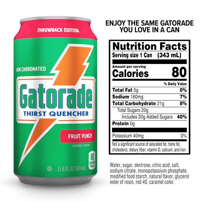 Gatorade Thirst Quencher, Fruit Punch, 12 Fl Oz Cans (Pack