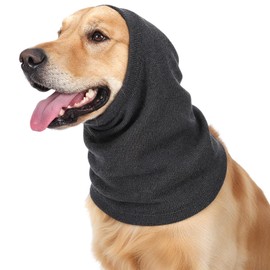 Dog Snood Ear Protectors, Dog Winter Warm Ear Muffs Dogs Neck and Ears Warmer Headwear Dogs Calming Ears Muffs Noise Protection Anti-anxiety Calming for Bathing Grooming (Grey, L)
