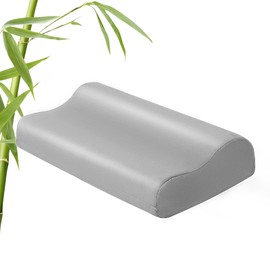 Cooling Pillowcase for Contour Pillow- Rayon Derived from Bamboo Contour Cervical Neck Pillow Case Cover- Breathable Silky Soft Pillowcase for Hot Sleepers,24 x14 x5/3.7 Inches 1 Piece Light Grey