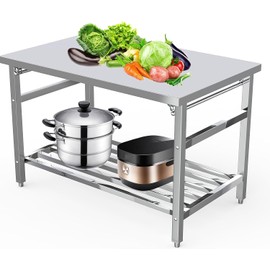 Stainless Steel Floding Table, 48 x 30 Inches, NSF Commercial Kitchen Prep Table with Under Shelf for Restaurant and Home, Foldable