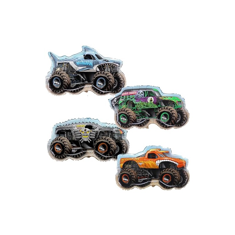 Toyland® Paquete de 4 globos de aluminio Monster Jam Truck