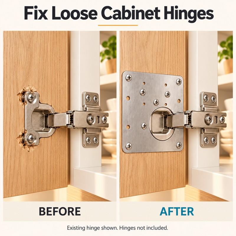 Cabinet Hinge Repair Plate Kit – 10 Set Stainless Steel