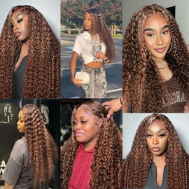 Biliisyff P4/30 Bundles Human Hair Ombre Curly Wave Bundles Highlight Kinky Curly Brazilian Remy Hair Two Tone Brown Mixed With Dark Brown Bundles 20 22 24 Inch