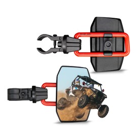 UTV Side Mirrors for 1.65"-2" Roll Cage, Aluminum Solid Bracket, 2023 New UTV Mirrors, Adjustable Satisfactory Viewing Angle Compatible with Polaris RZR, Can Am X3, Kawasaki Mule, Honda Pioneer SXS