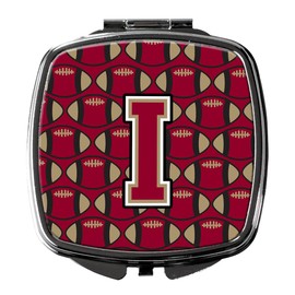 Caroline's Treasures Letter I Football Garnet and Gold Compact Travel Mirrors, Multicolor