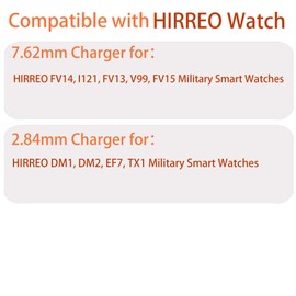 Compatible with HIRREO Military Smart Watches Charger, Magnetic Replacement Charging Cable Compatible for HIRREO FV14, I121, FV13, V99, FV15, DM1, DM2, EF7, TX1 (Black, 7.62mm Charger)